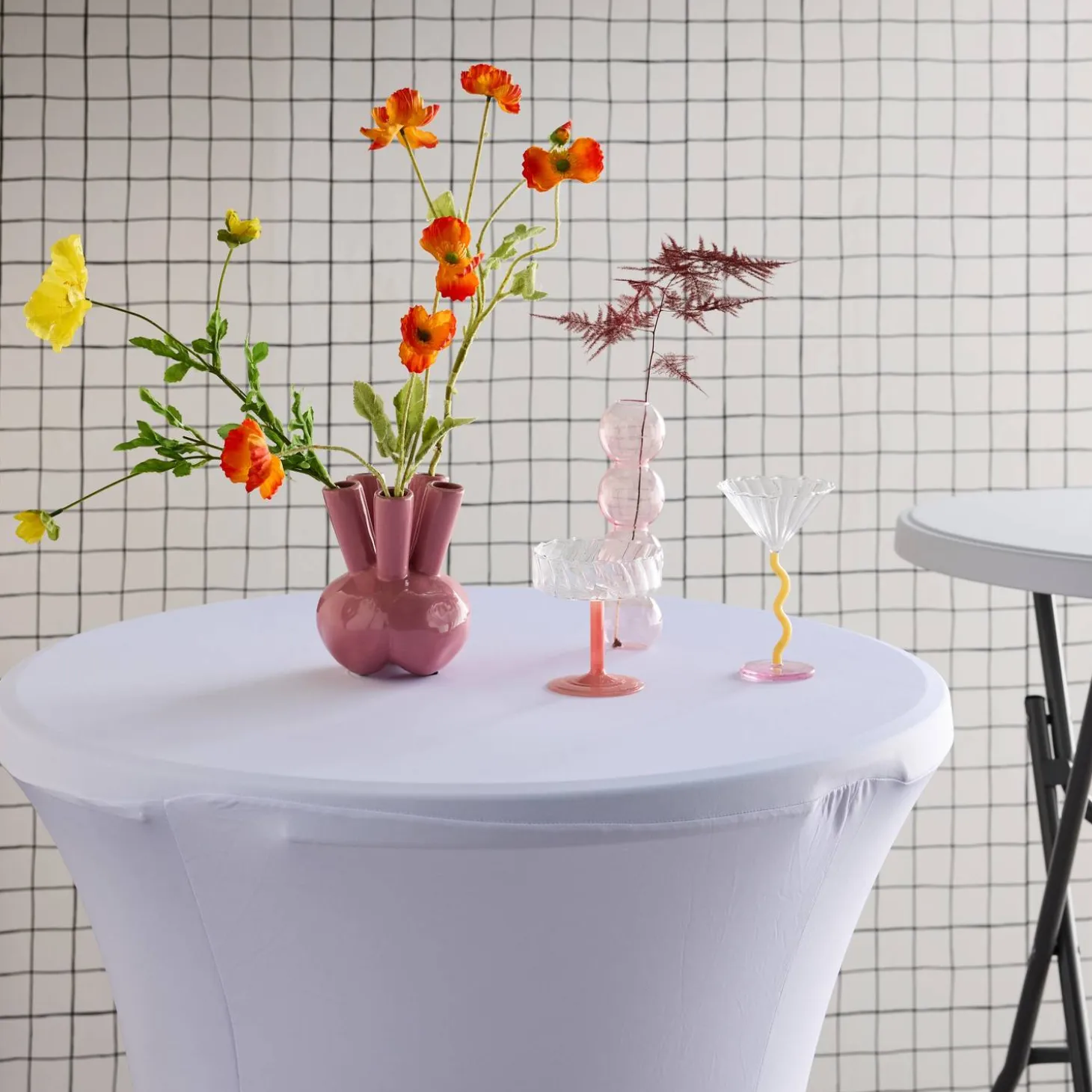 Twee opvouwbare statafels Ø80cm + met hoes - Gala