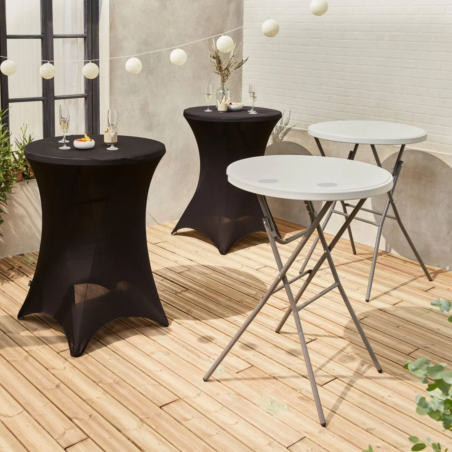 Twee opvouwbare statafels Ø80cm + met hoes - Gala