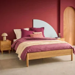 Tweepersoonsbed met lattenbodem 160x200cm houtdecor