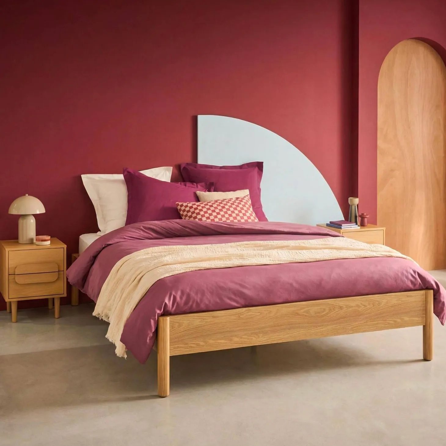 Tweepersoonsbed met lattenbodem 160x200cm houtdecor