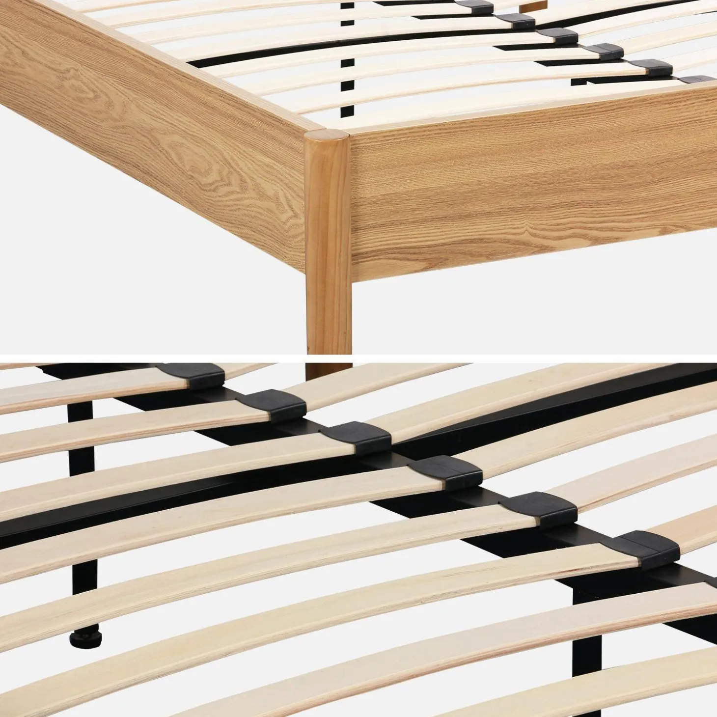 Tweepersoonsbed met lattenbodem 160x200cm houtdecor
