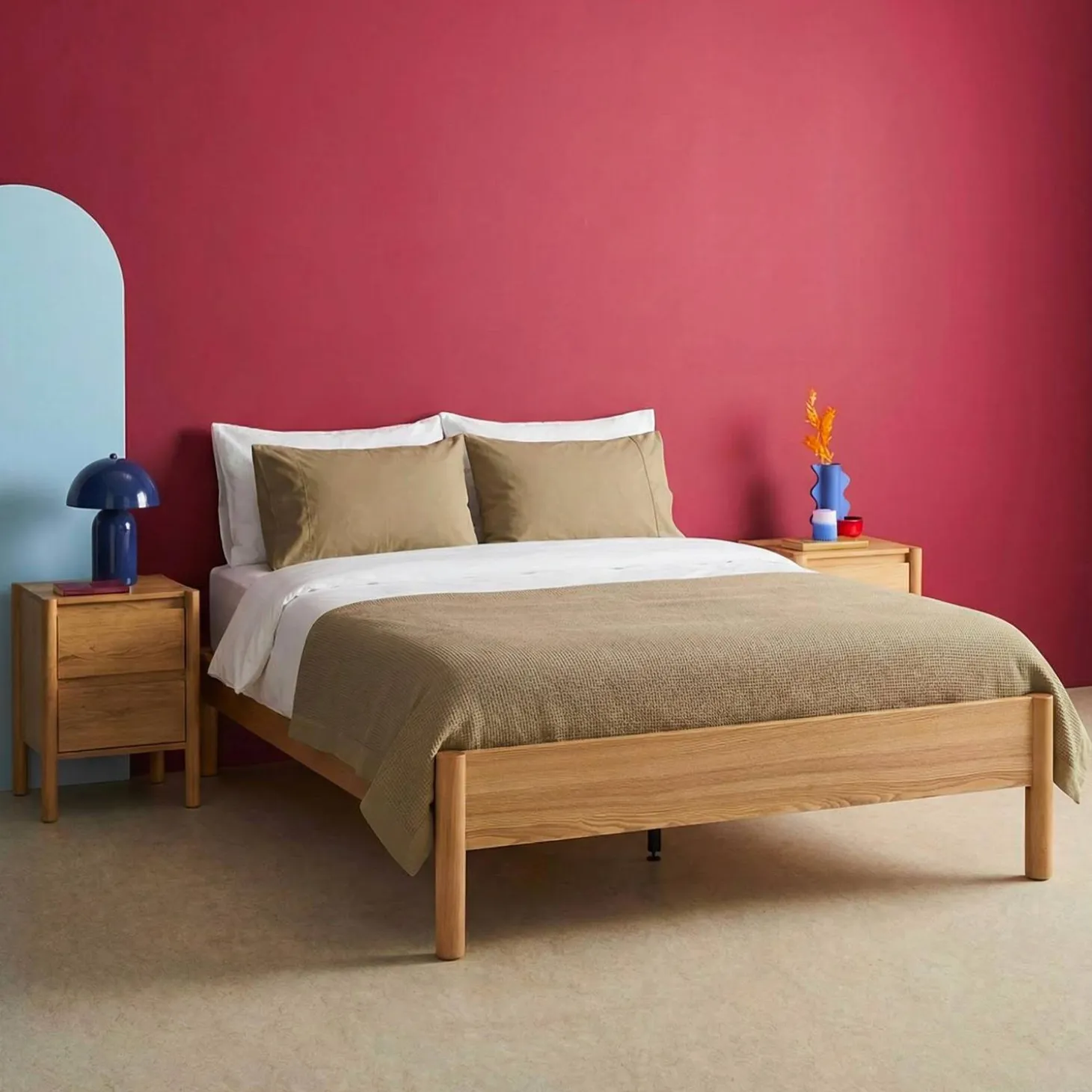 Tweepersoonsbed met lattenbodem 140x190cm houtdecor