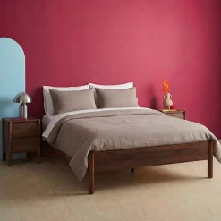 Tweepersoonsbed met lattenbodem 140x190cm houtdecor