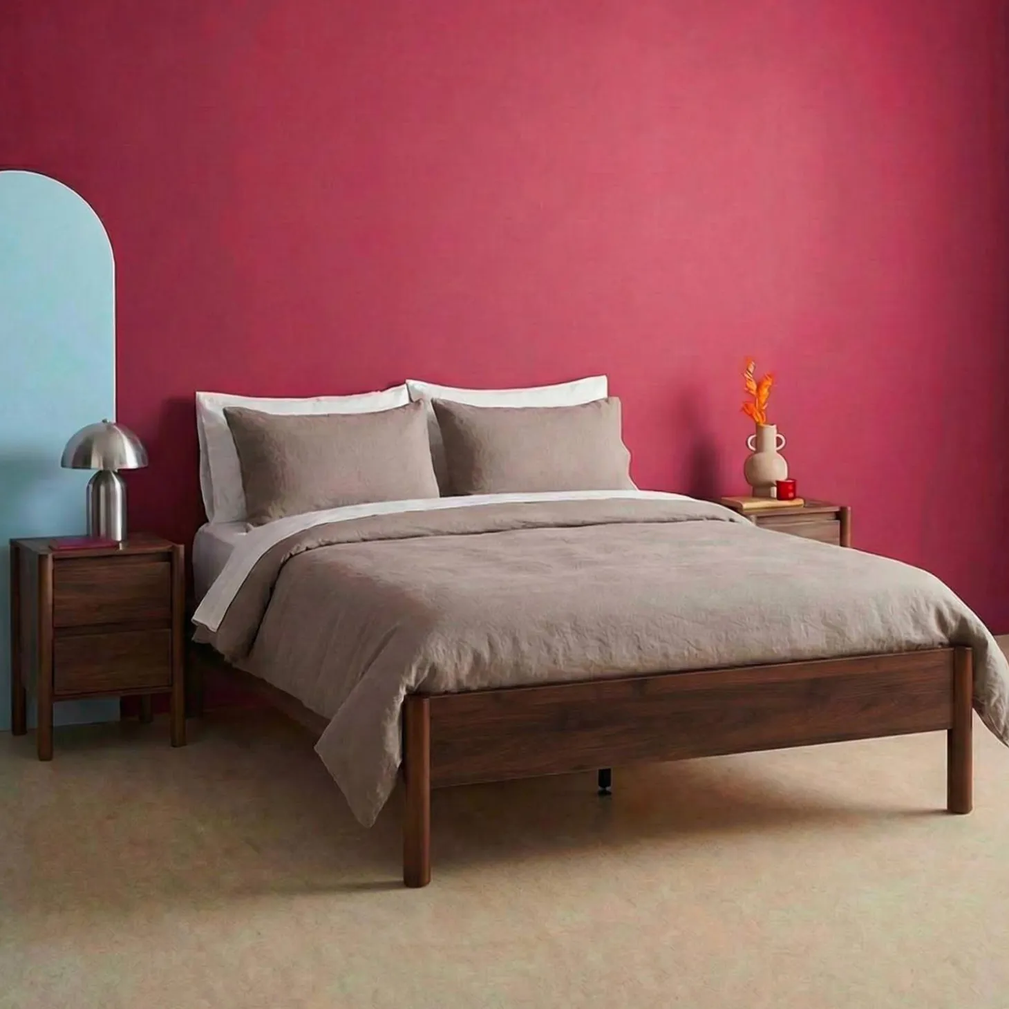 Tweepersoonsbed met lattenbodem 140x190cm houtdecor