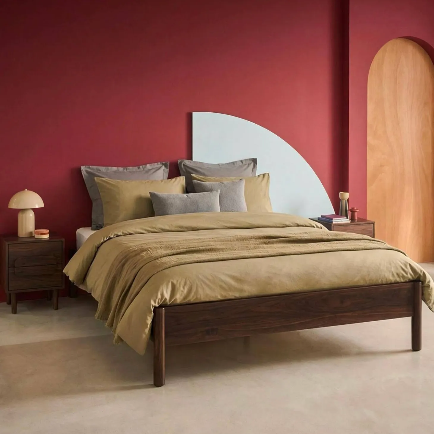 Tweepersoonsbed met lattenbodem 160x200cm houtdecor