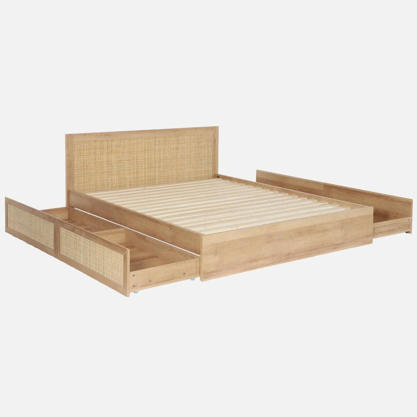 Tweepersoonsbed 160x200cm met lattenbodem hoofdbord en lades