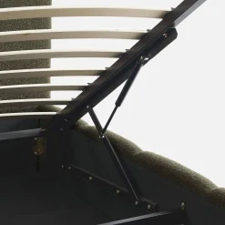 Tweepersoonsbed 140x190cm met opbergbox lattenbodem en hoofdbord in getextureerde bouclé