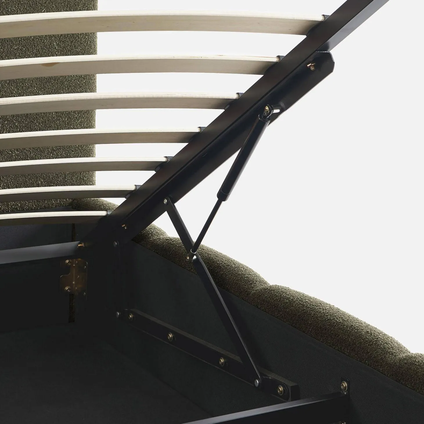 Tweepersoonsbed 160x200cm met opbergbox lattenbodem en hoofdbord in getextureerde bouclé