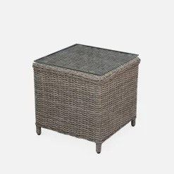 Twee wicker relaxstoelen met poef - Barletta