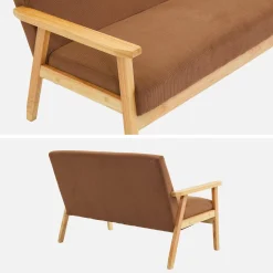 Tweezits bankje van hout met corduroy zitting