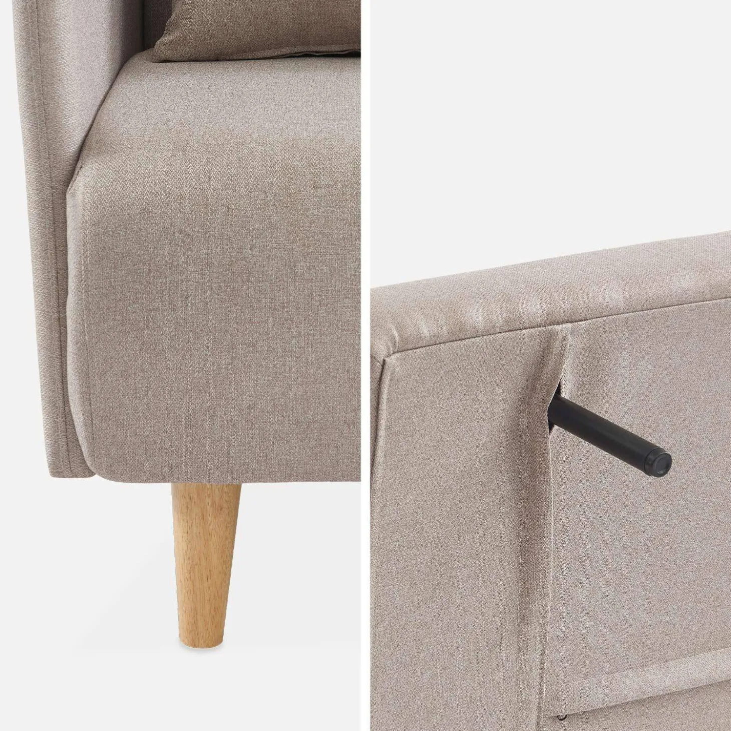 Tweezits slaapbank met houten poten