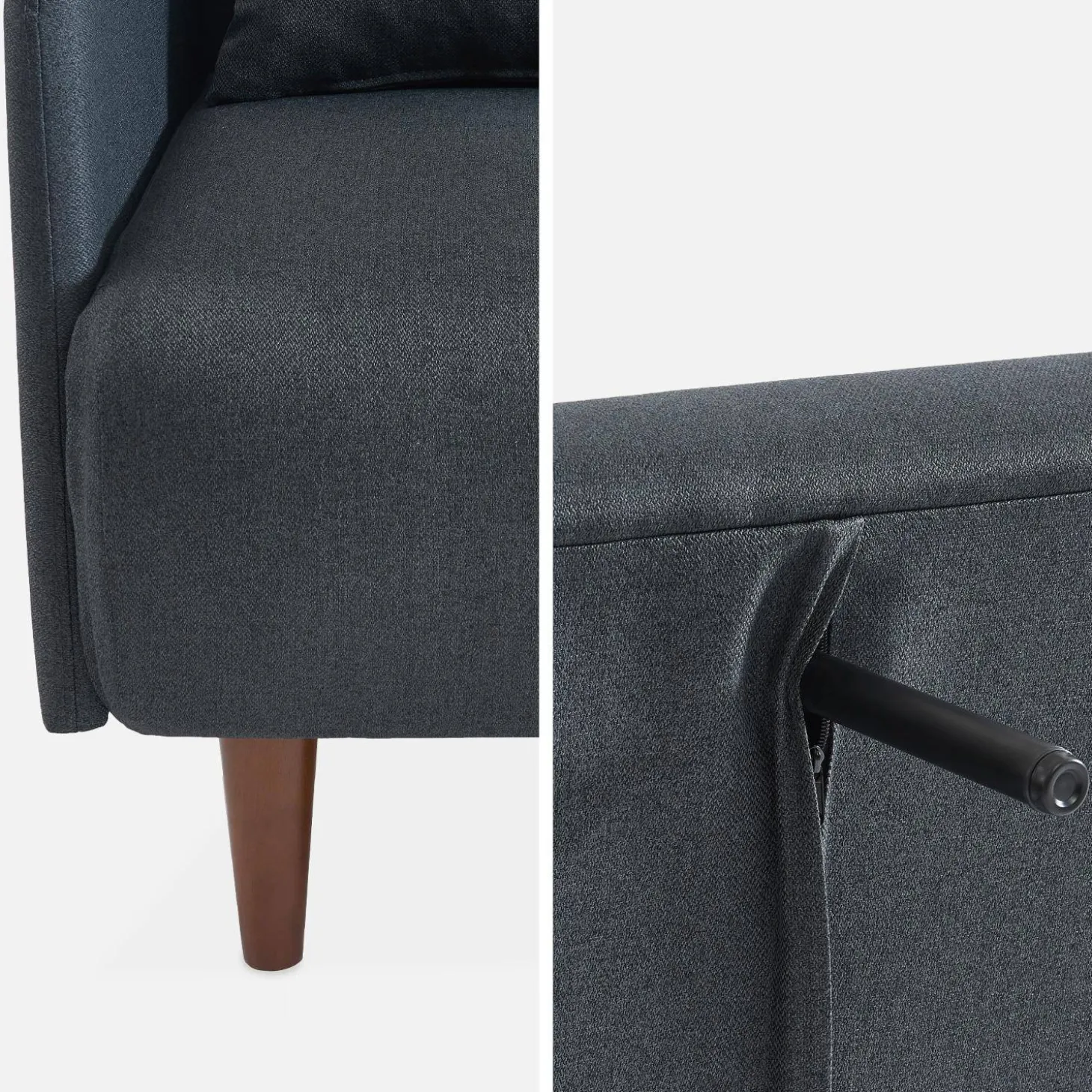 Tweezits slaapbank met houten poten