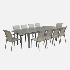 Uitschuifbare aluminium tuintafel, 10 plaatsen