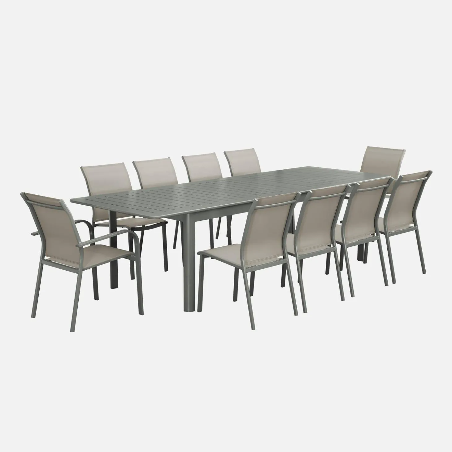 Uitschuifbare aluminium tuintafel, 10 plaatsen