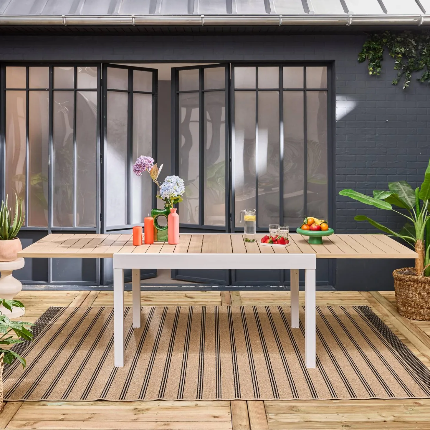 Uitschuifbare aluminium tuintafel voor 8 personen