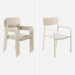 Uitschuifbare aluminium tuintafel, 8 textilène stoelen.