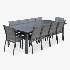 Uitschuifbare aluminium tuinset 10 plaatsen