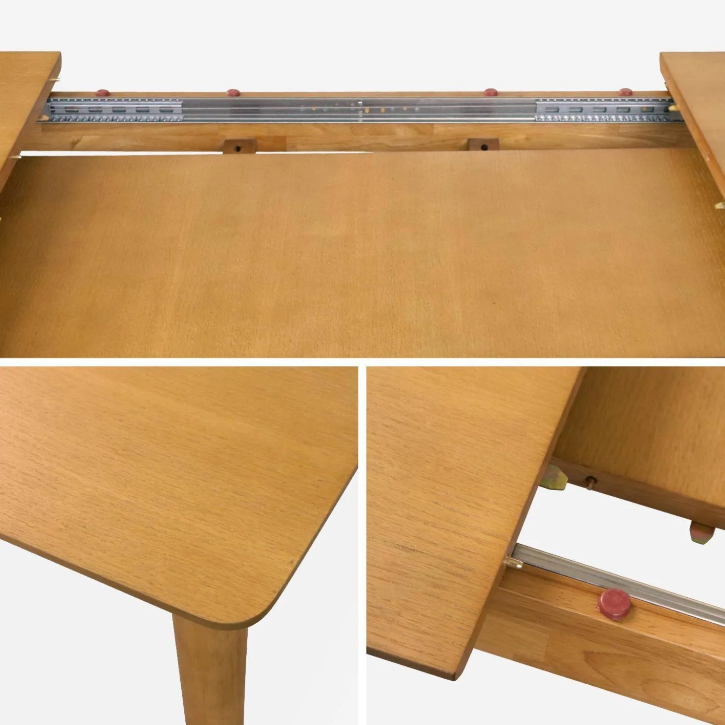 Uitschuifbare eettafel van eikenfineer, 6 tot 8 zitplaatsen, 160-210cm