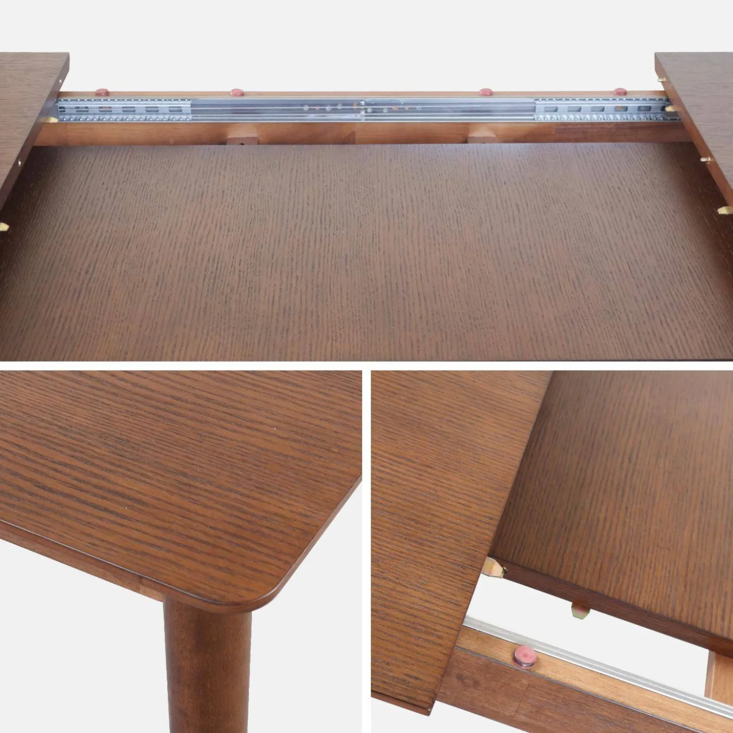 Uitschuifbare eettafel van eikenfineer, 6 tot 8 zitplaatsen, 160-210cm