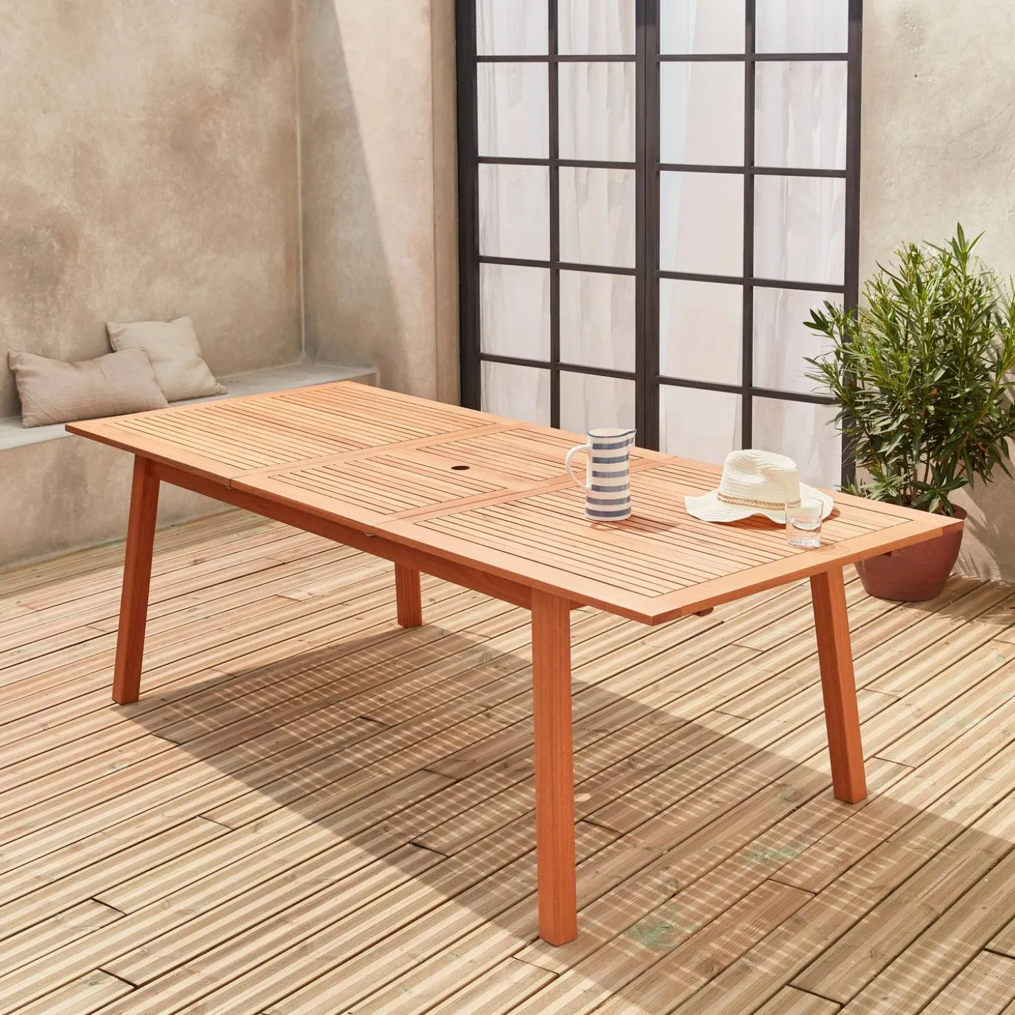 Uitschuifbare houten tuintafel 180-240cm