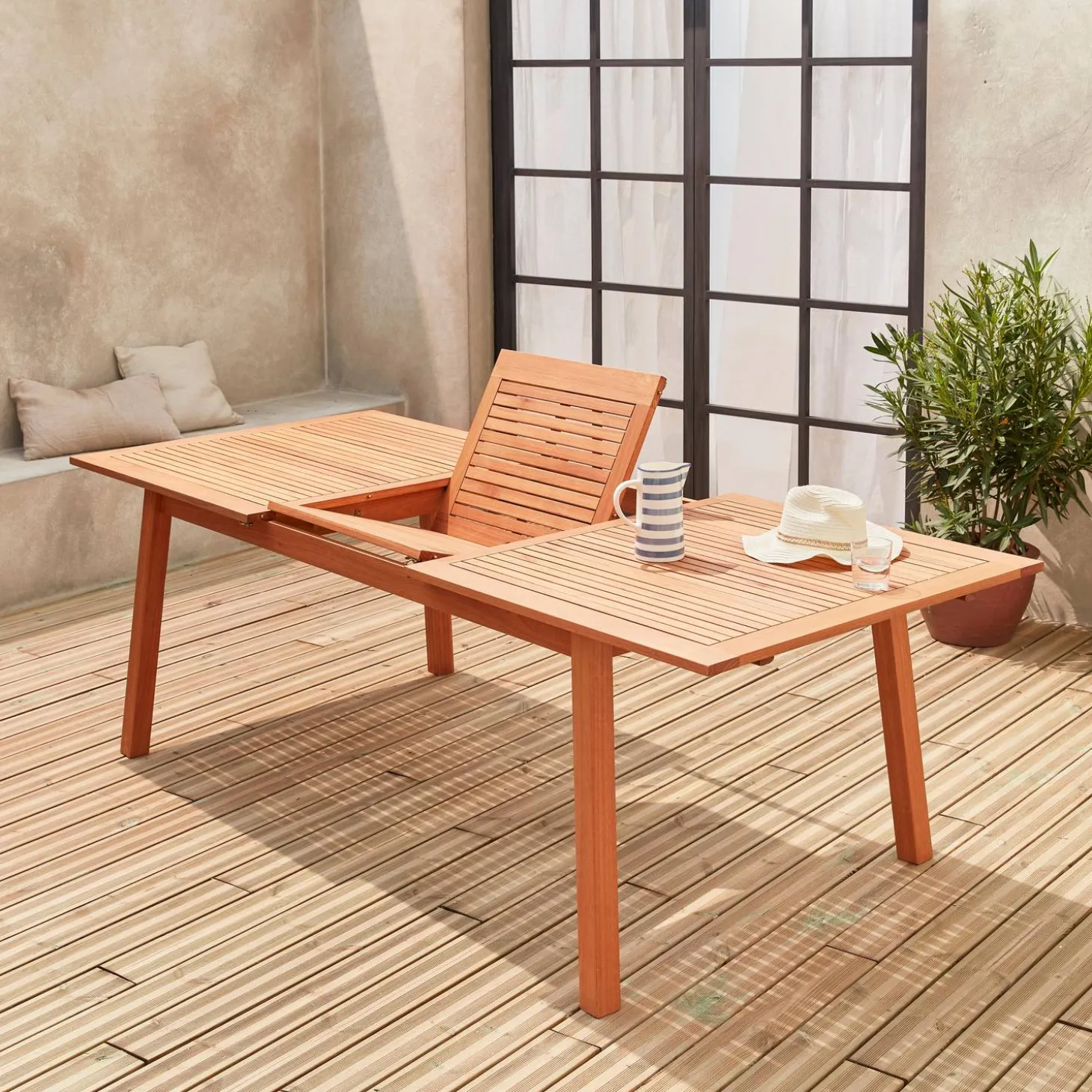 Uitschuifbare houten tuintafel 180-240cm