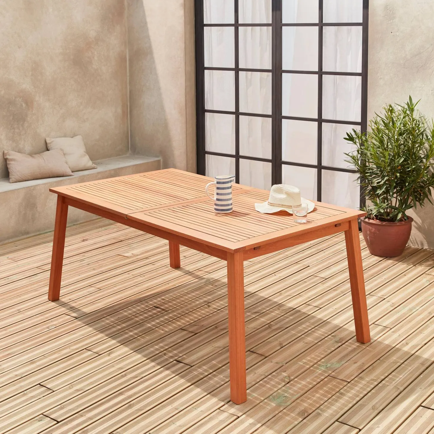 Uitschuifbare houten tuintafel 180-240cm