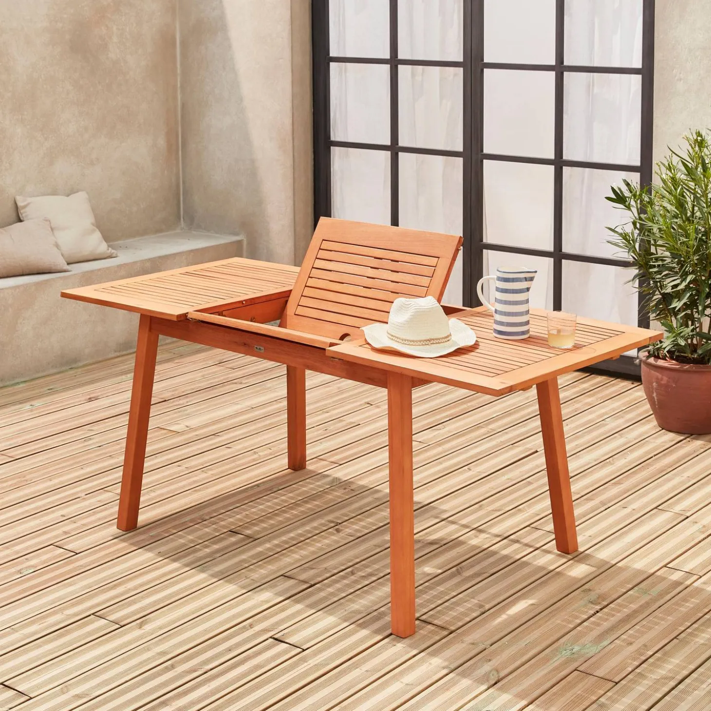 Uitschuifbare houten tuintafel 120-180cm