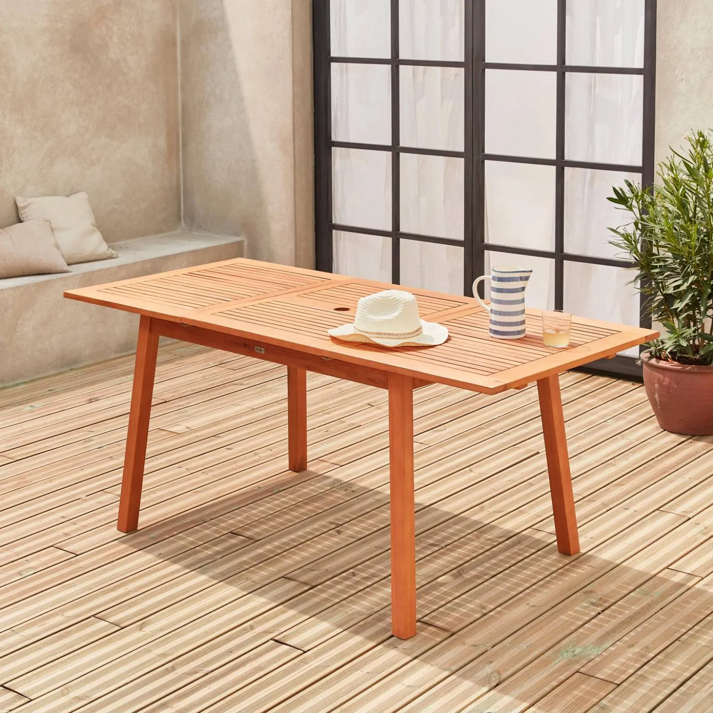 Uitschuifbare houten tuintafel 120-180cm