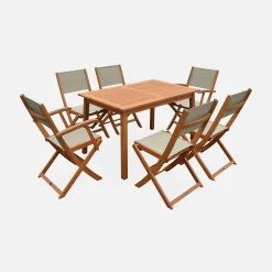 Uitschuifbare houten tuintafel, 6 stoelen