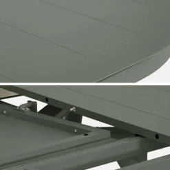 Uitschuifbare ovale tuintafel van aluminium en 6 stoelen
