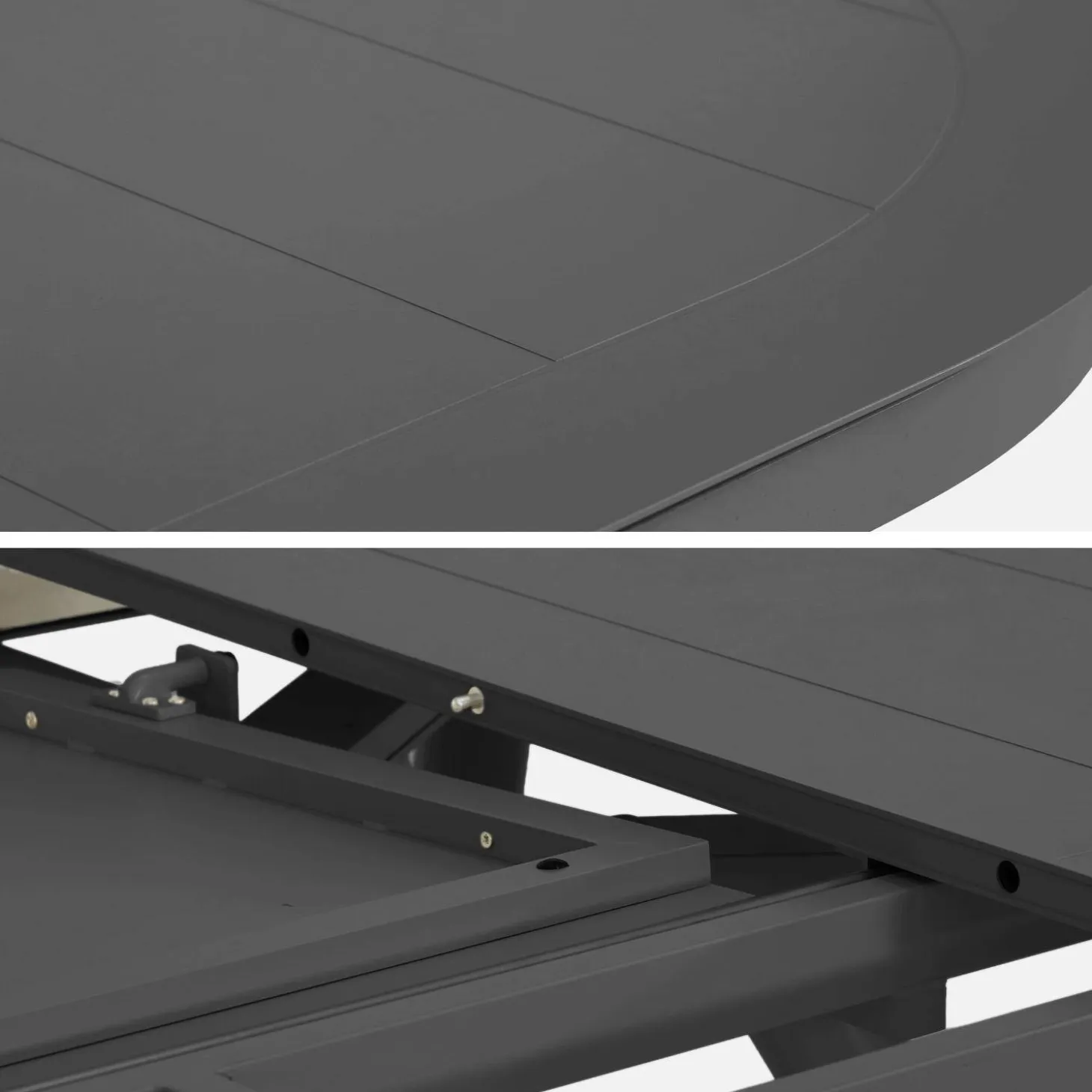 Uitschuifbare ovale tuintafel van aluminium en 6 stoelen