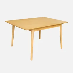 Uitschuifbare rechthoekige eettafel rubberhout en eikenfineer 4-6 plaatsen