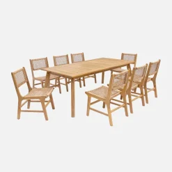 Uitschuifbare tuintafel acacia hout met 8 stoelen