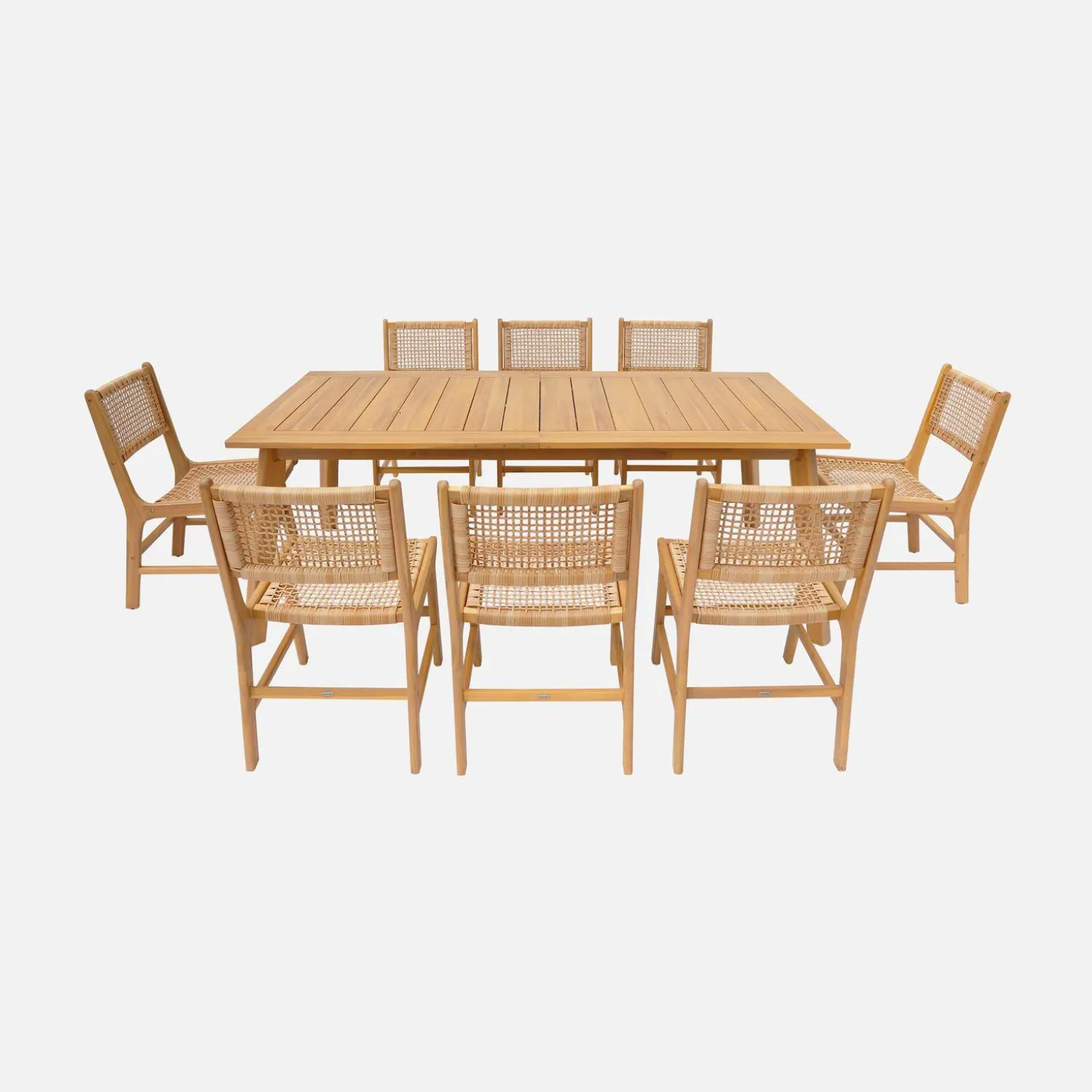 Uitschuifbare tuintafel acacia hout met 8 stoelen