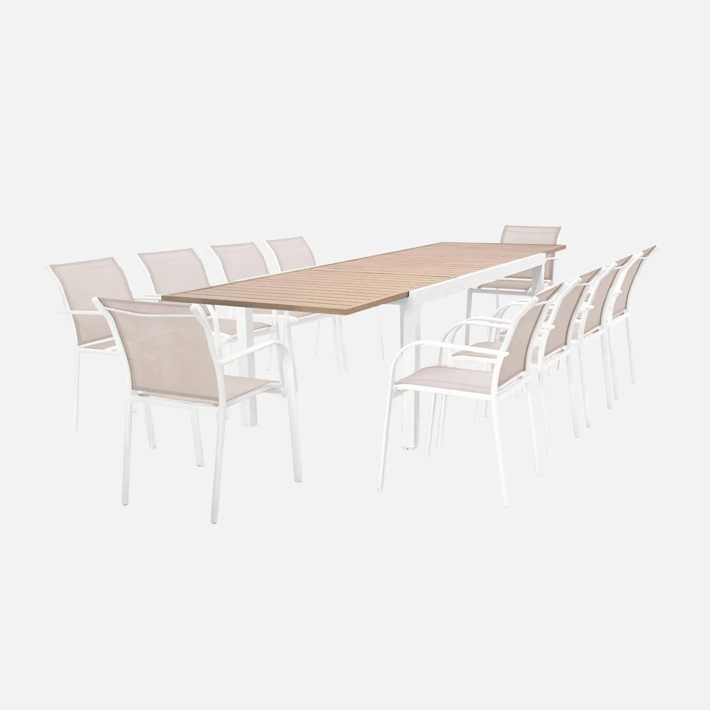 Uitschuifbare tuintafel met 10 stoelen aluminium