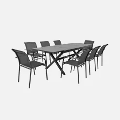 Uitschuifbare tuintafel 8 plaatsen aluminium en glas