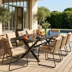 Uitschuifbare tuintafel 8 plaatsen aluminium en glas