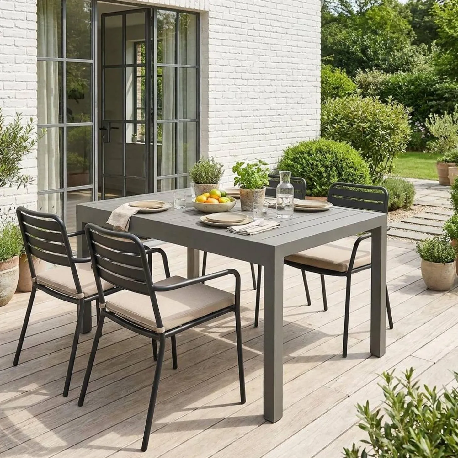 Uitschuifbare tuintafel 8 plaatsen aluminium