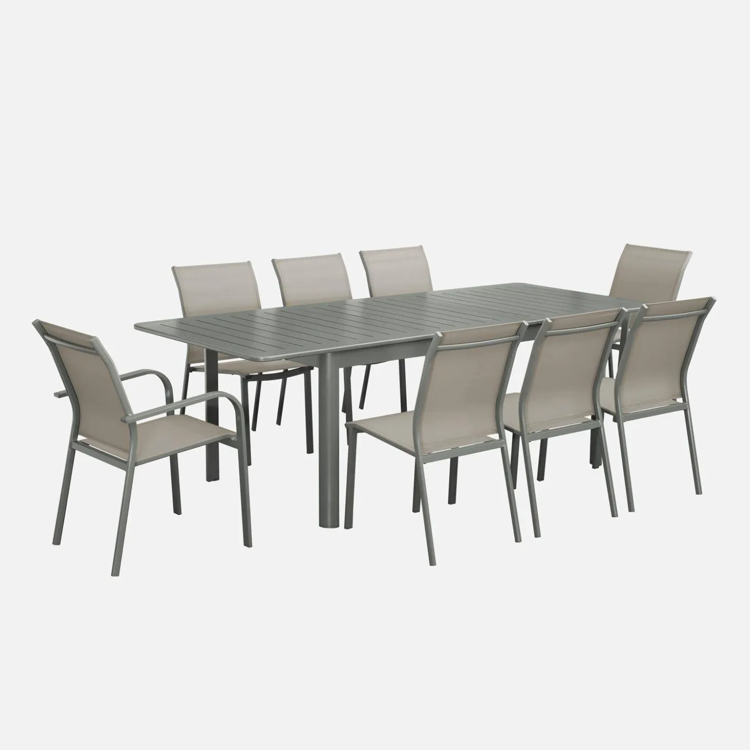 Uitschuifbare tuintafel van aluminium, 8 plaatsen