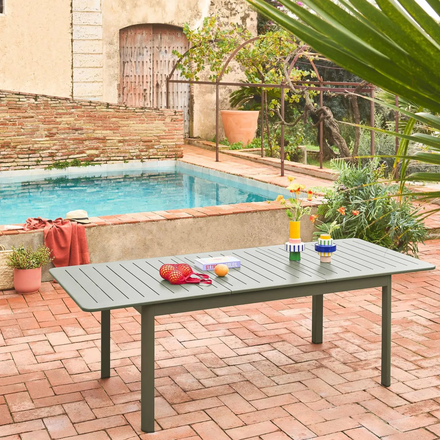 Uitschuifbare tuintafel van aluminium, 8 plaatsen