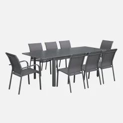Uitschuifbare tuintafel van aluminium, 8 plaatsen