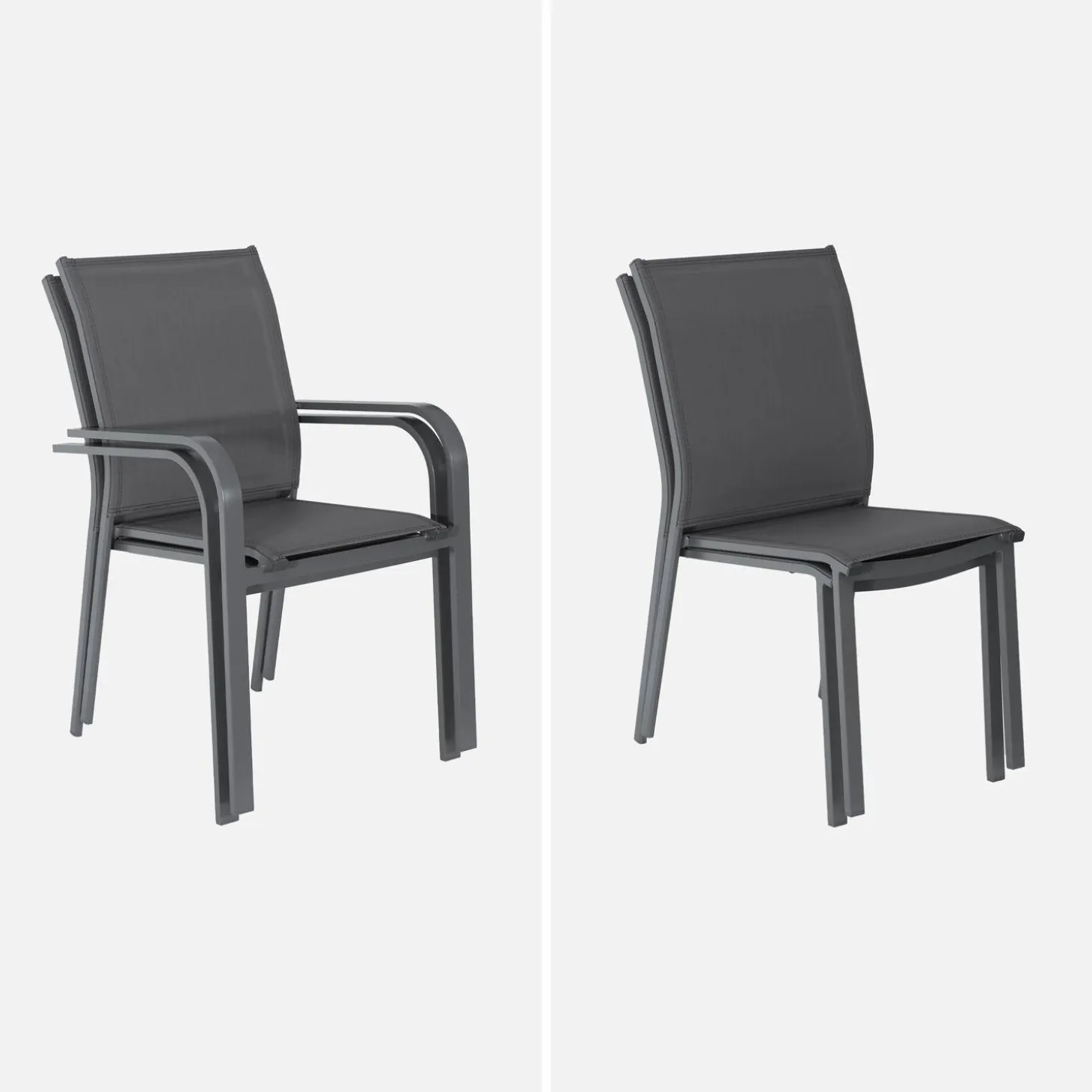 Uitschuifbare tuintafel van aluminium en textileen, 10 stoelen
