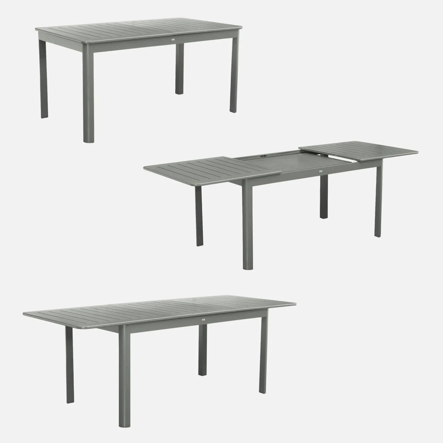 Uitschuifbare tuintafel van aluminium en textileen, 8 stoelen