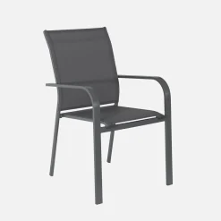 Uitschuifbare tuintafel van aluminium, 6 stoelen, waarvan 2 met armleuning