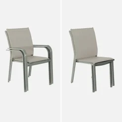 Uitschuifbare tuintafel van aluminium en textileen, 10 stoelen