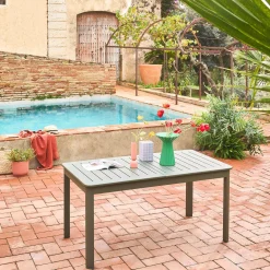 Uitschuifbare tuintafel van aluminium, 6 plaatsen