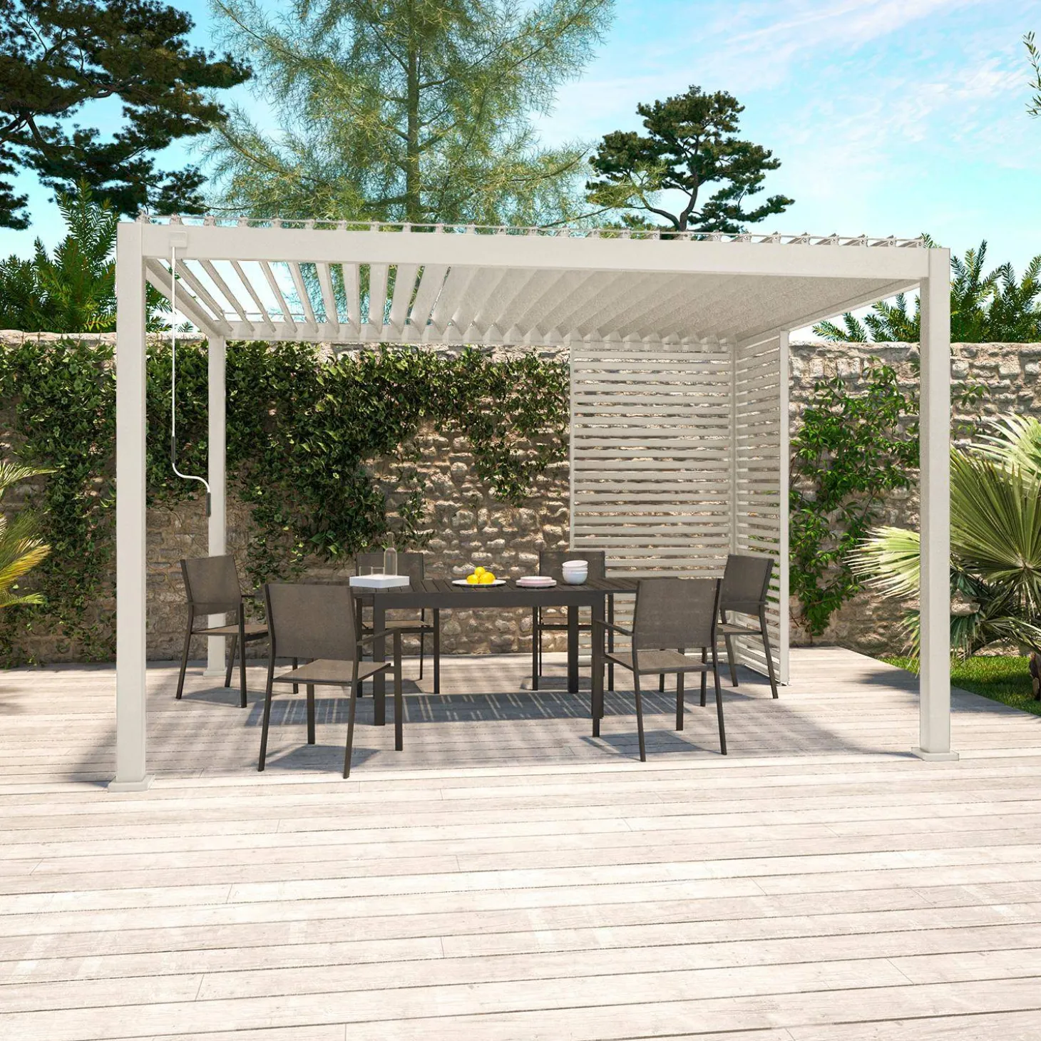 Vaste lamellenwand 130cm voor Triomphe pergola
