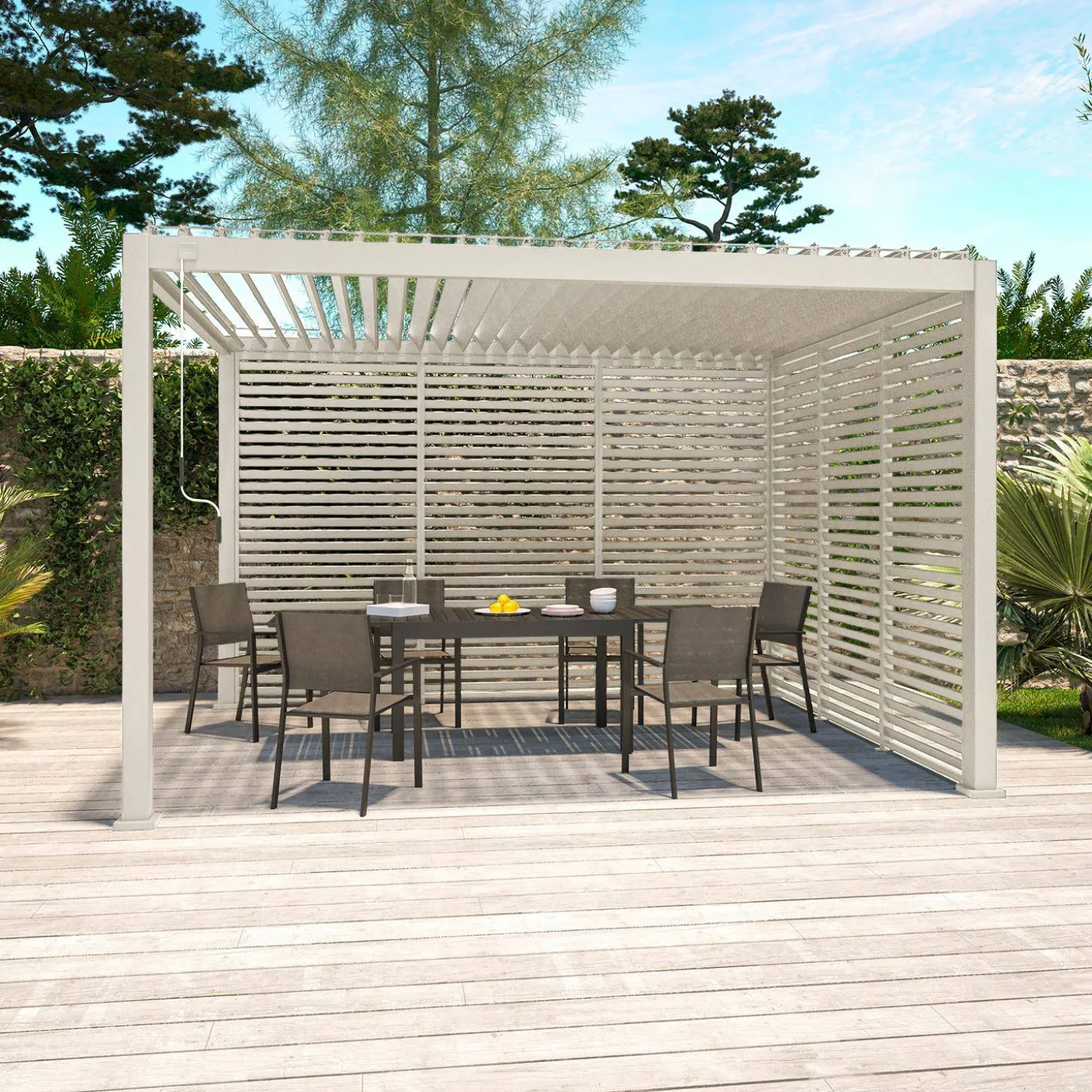 Vaste lamellenwand 130cm voor Triomphe pergola