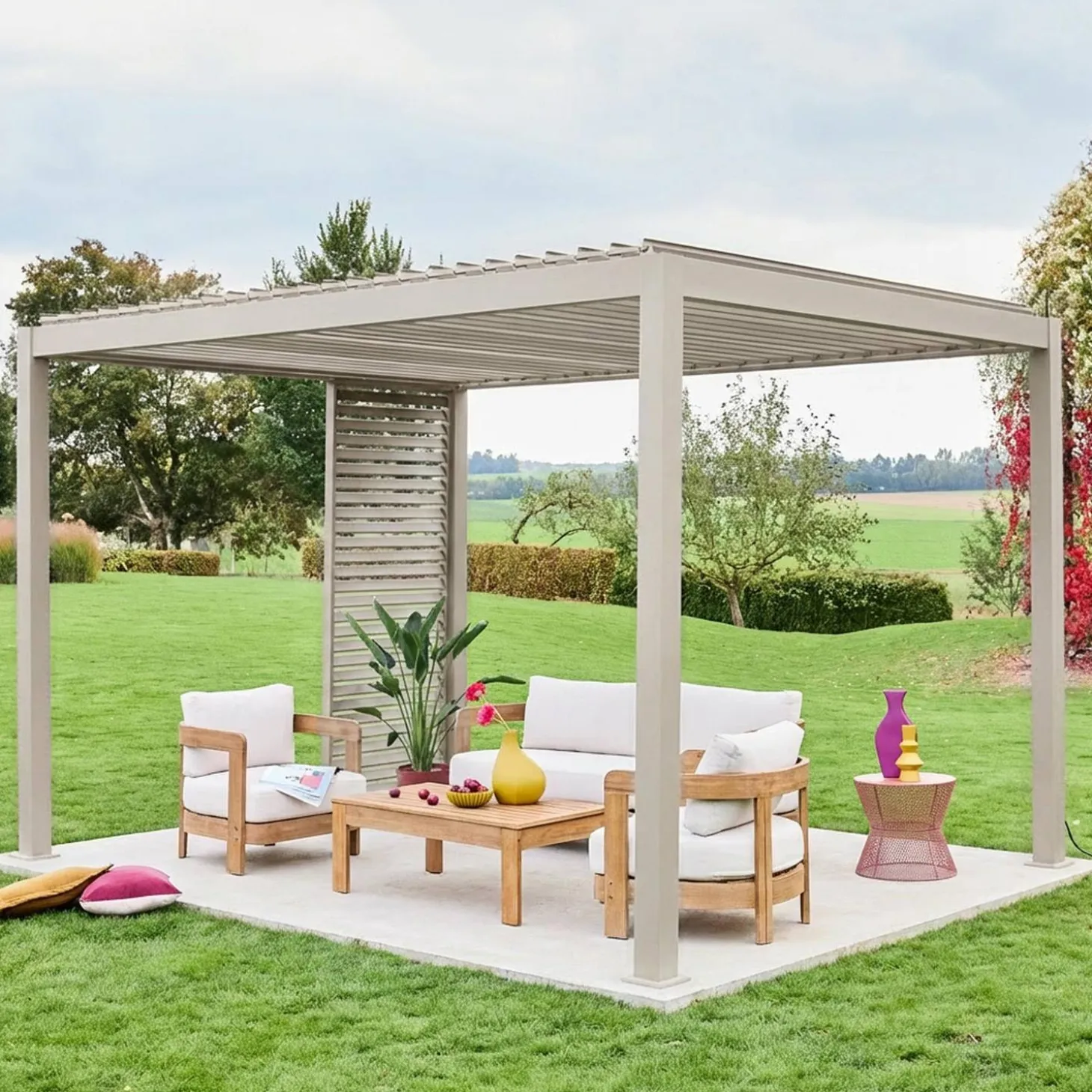 Vaste lamellenwand 100cm voor Triomphe pergola