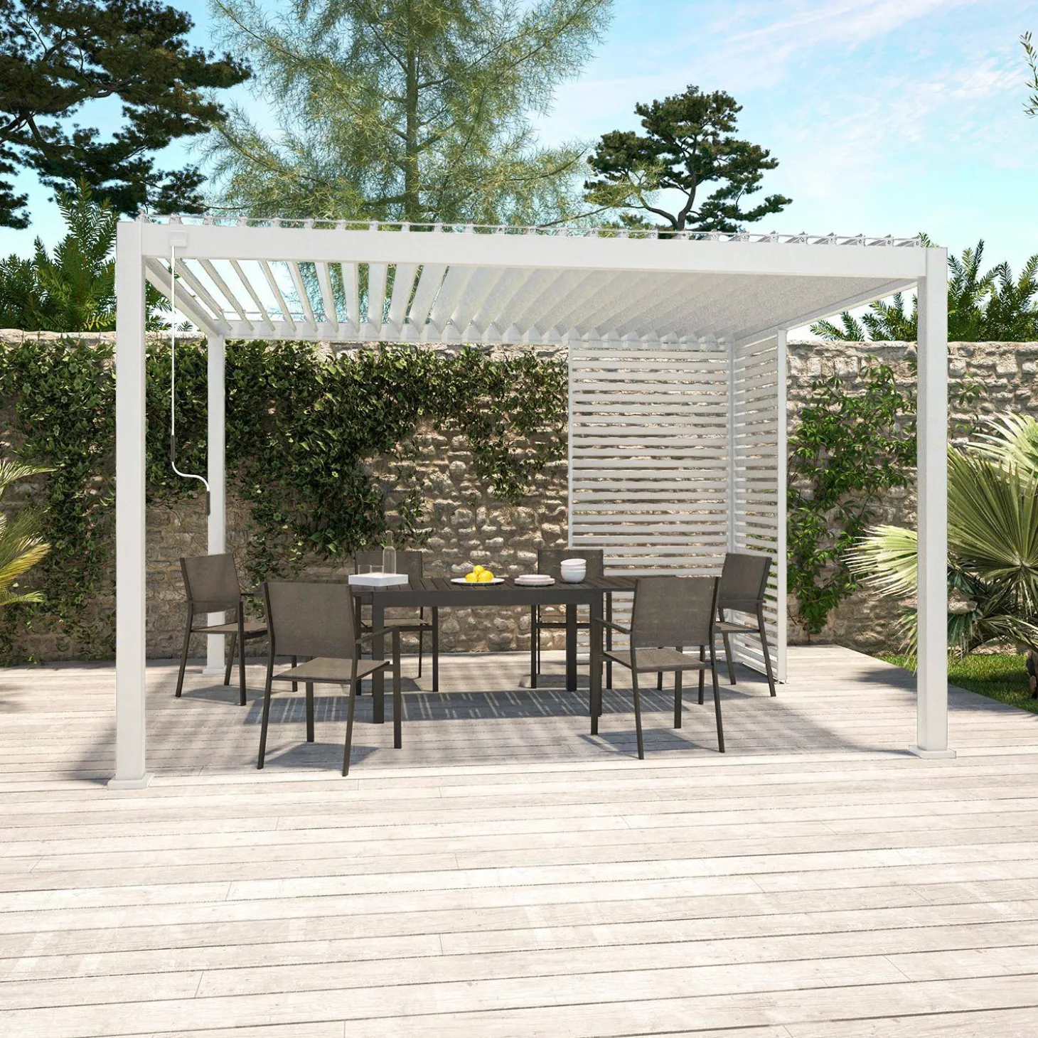 Vaste lamellenwand 130cm voor Triomphe pergola